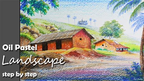 How to Paint A Village Scene with Oil Pastel .